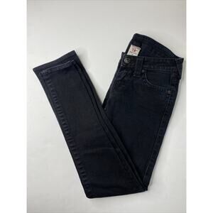 True Religion Women's Size 24 Low Rise Skinny Black Jeans Flap Pockets
